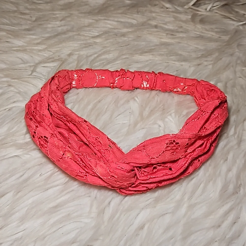 Pink Lace Twist Headband | Soft Lace Hairband | Feminine Boho Accessory